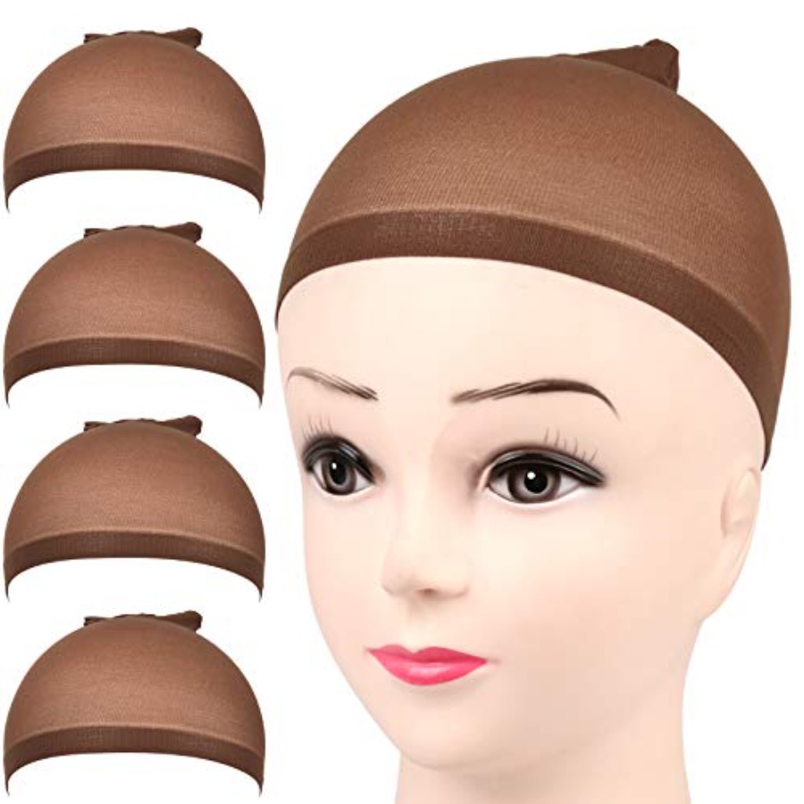 Wig Cap Stocking - Wig Cap, 4 pieces Dark Brown