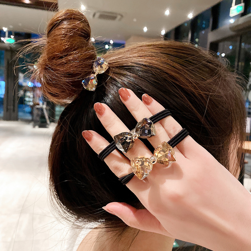 Hair Care Gift Set - Rhinestone Bow Hair Ropes Set New