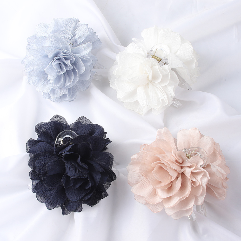 Hair Clip Claw Large - Fabric Big Flower Hair Claw Clips