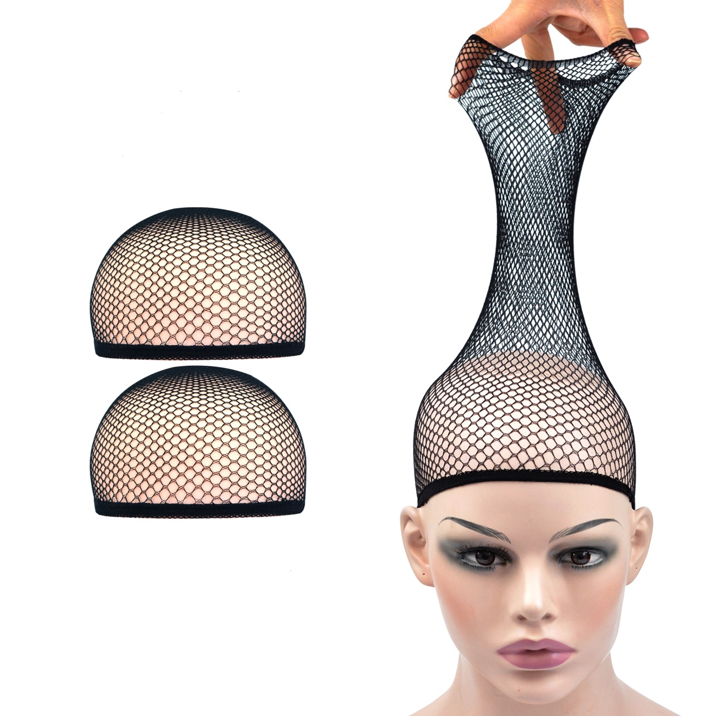 Wig Cap Stocking - 2 Pieces Hair Nets Open Ended