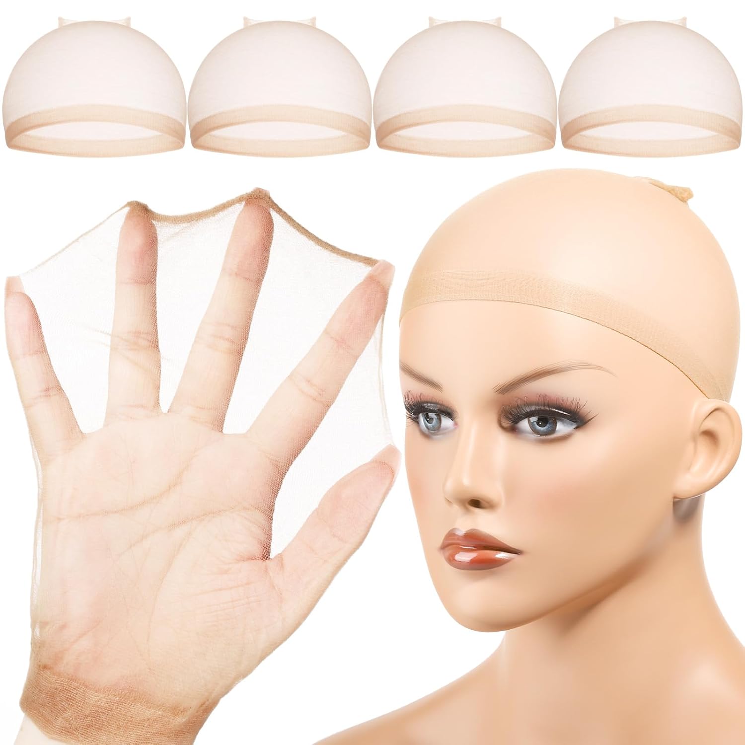 Wig Cap Stocking - 4/12pcs Ventilated Nylon Mesh Nude Stocking