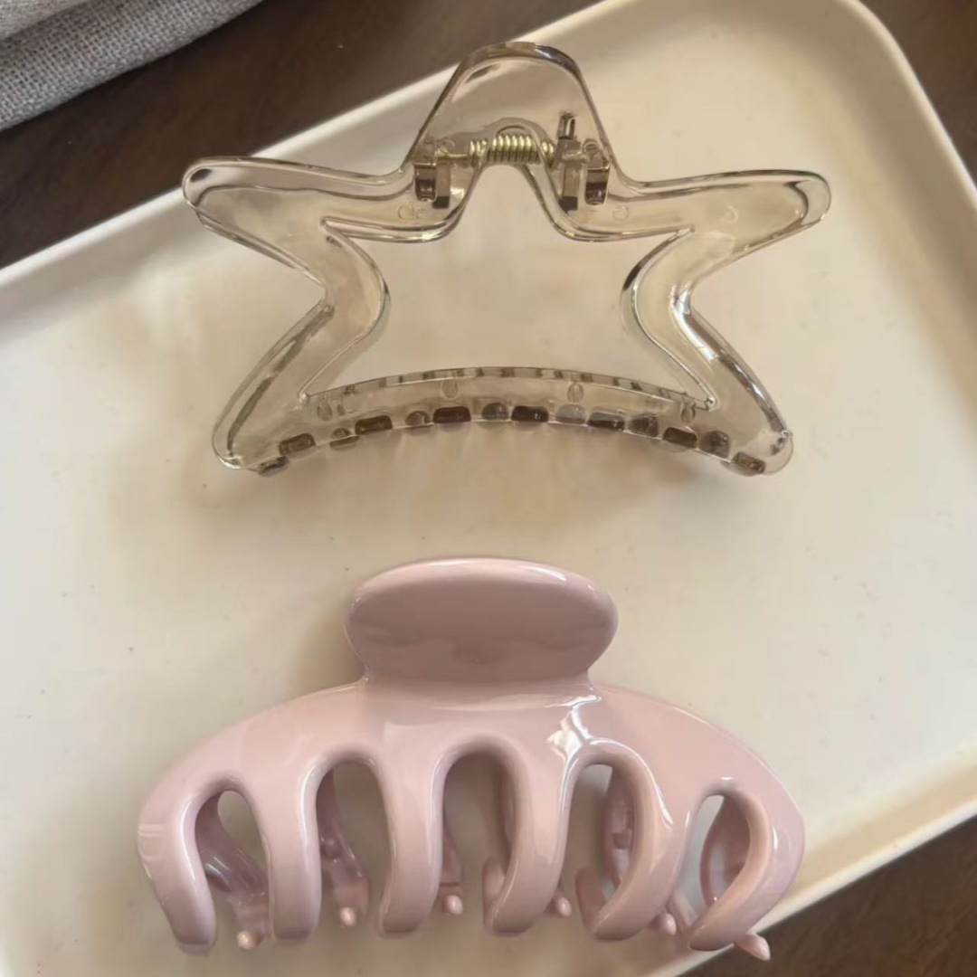 Hair Clip Claw Large - Korean Large pink Dragon Bone Gray
