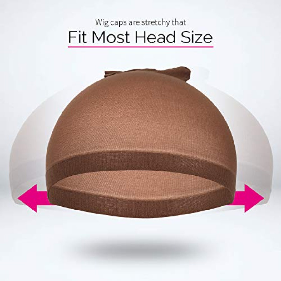 Wig Cap, 4 pieces Dark Brown S - Wig Cap Stocking ulasan dan harga