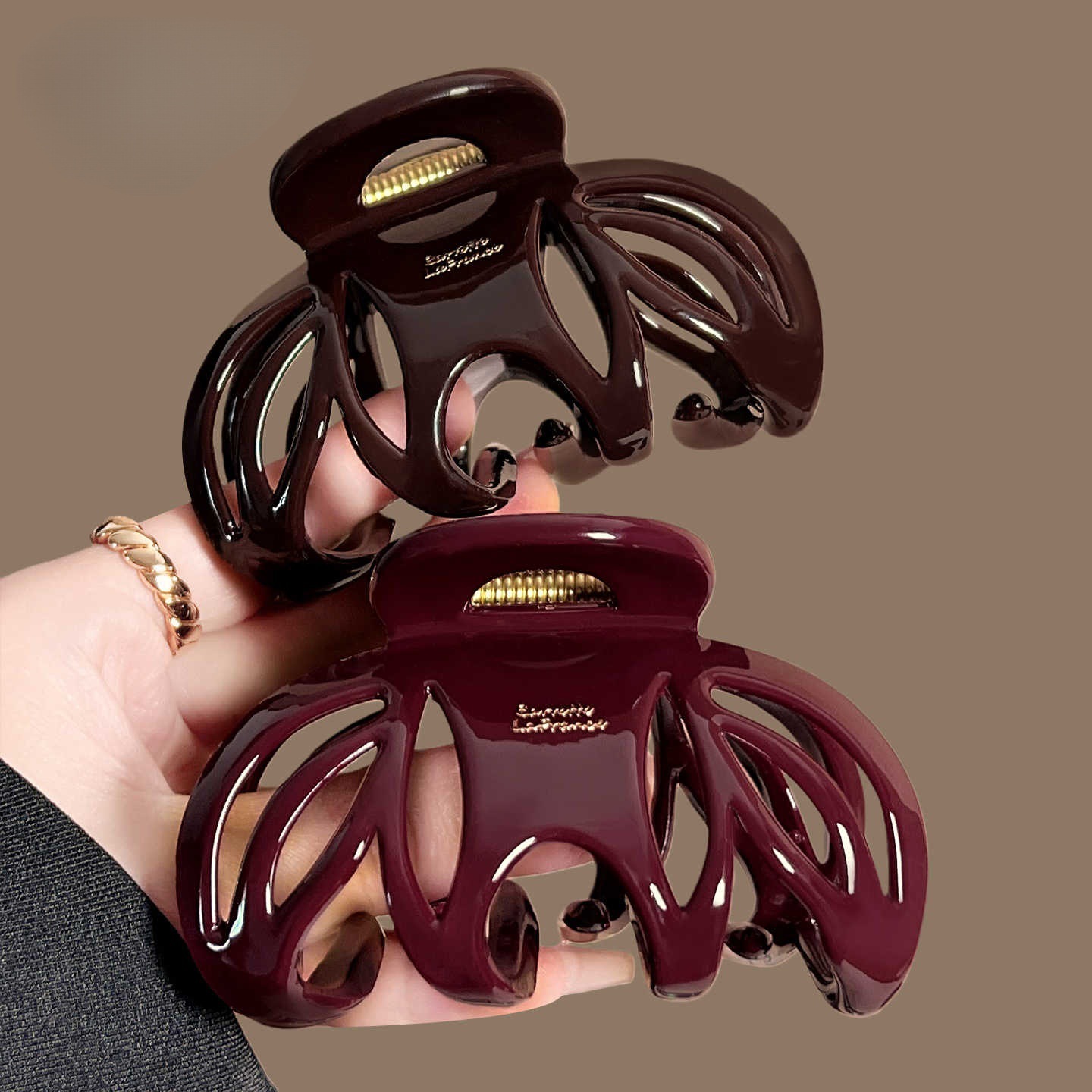 Vvintage Red Black Color Pumpk - Hair Clip Claw Large ulasan dan harga