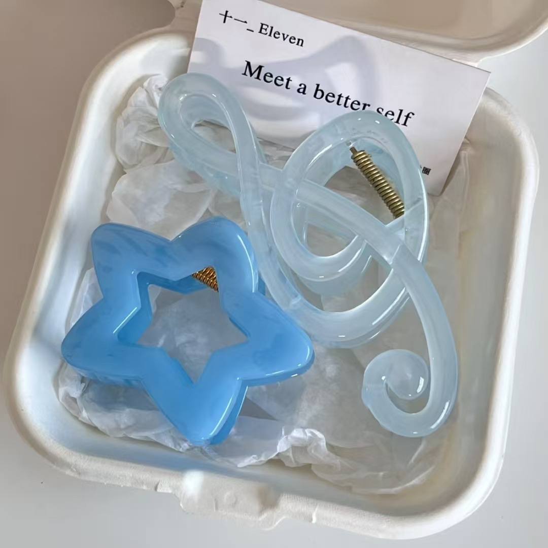 2pcs Elegant Blue Jelly Musica - Hair Clip Claw Large ulasan dan harga