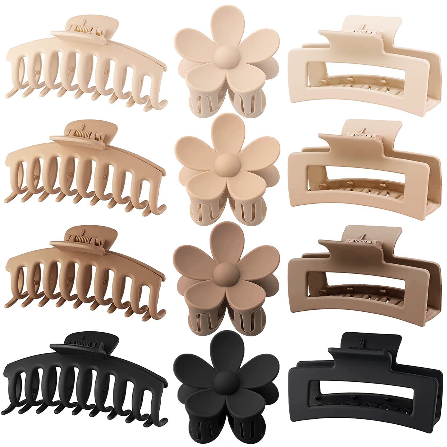 12Pcs Neutral Tone Plastic Hai - Hair Clip Claw Large ulasan dan harga